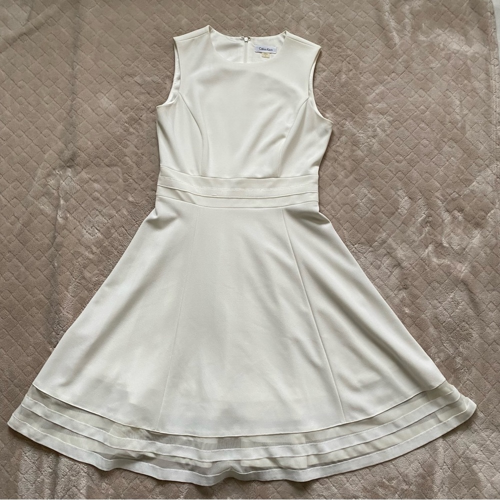 Calvin Klein Fit and Flair Dress - White